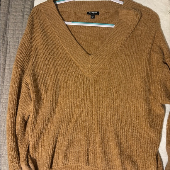 Loft V-Neck Camel Sweater - Picture 2 of 2
